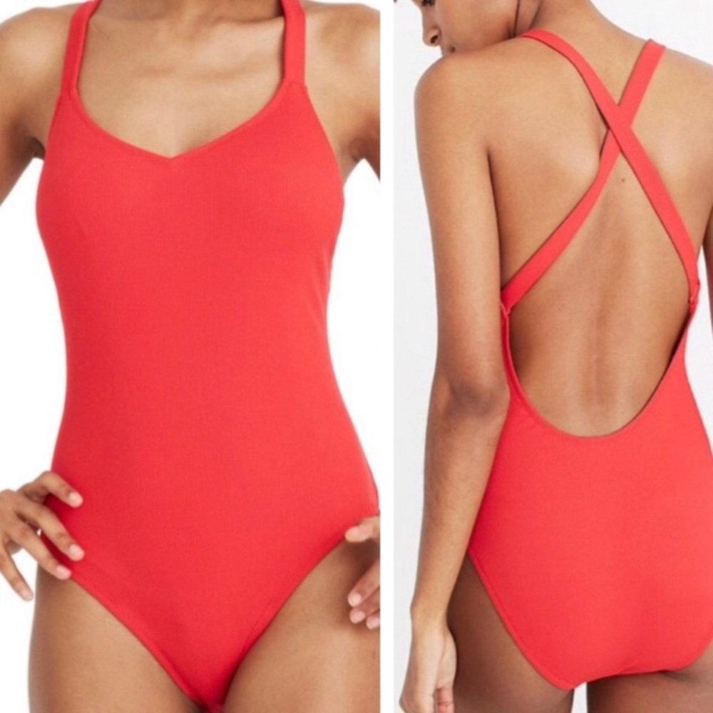 Madewell Ribbed One Piece Swimsuit - XS